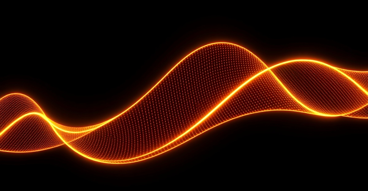 An abstract luminous waveform morphing into code brackets, representing vibe coding